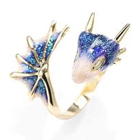 Jisensp Gothic Punk Dragon Ring Men Retro Viking Animal Adjustable Finger Rings for Women Personality Magical Cool Jewelry Gift resizable beige