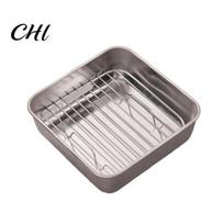 Anti-corrosion Air Fryer Grill Rack Stainless Steel Grilling Anti-Rust Reusable Universal Baking Trays for Airfryer Oven Home Kitchen Gadgets S Square gray