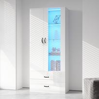 (319020021WAA))LED Display Cabinet, 2 Doors, Transparent Door, Freestanding, White, Living Room, Living Room Wall, LED Cabinet, Buffet Cabinet 59.5 x 35 x 182 cm balta