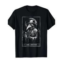 Plague Doctor Tarot Card Shirt Horror Occult Gothic Vintage Graphic Tee S gray