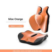 Memory Foam Seat Cushion Waist Back Support Pillow Set Orthopedic Ergonomic Coccyx Relief Hip Lumbar Pad for Office Chair Car oranžinė