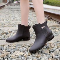 Short Tube Rain Boots Women Waterproof Fashion All-match Water Shoes Campus Adult Rain Boots Women Non-slip Soft Rubber Shoes 36 ruda