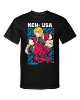 Street Fighter Ken USA Video Martial Arts Gaming Tee Shirt Unisex T-Shirt XXXL black