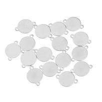 10pcs/lot Stainless Steel Charms Round Double Hole Charms Pendant For Jewelry Making DIY Handmade Necklace Pendants Accessories 6mm white