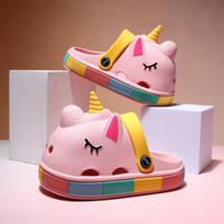 Cute Cartoon Unicorn Childrens Clogs Slip Resistant Indoor Beach Shoes For Boys And Girls Available In Various Colors Pink,33 gray
