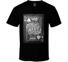 King of Spades poker cards gambling Vegas club college t shirt L gray