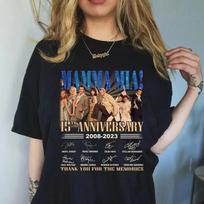 Mamma Mia T Shirt Vintage Movie 15th Anniversary M brown
