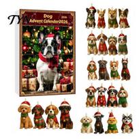 Dog Advent Calendar Calendar, 2D Acrylic Breeds Ornaments, 24-Days Christmas Holiday Gift Box for Kids Pet Owners Countdown with 24 Puppy Charms Home F black