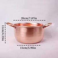 Pure Copper Pasta Pot,Handcrafted Wire Drawing Texture Outdoors Picnic Soup Pot,Portable Thickened Bottom Pan Retro Tableware brown