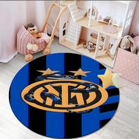 1PC round rug Inter FC Crest Printed Round Area Rug ,Rug For Home Office, Round Chair Rug, Decorative Carpet Fan gifts Christmas gift Diameter 60cm