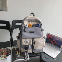 Kuprinė vyriškos lyties studentams Didelės talpos Kompiuterinė Kelioninė kuprinė kolegijos studentams Round badge juoda/balta