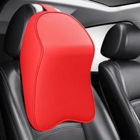 Car Headrest Pillow Napa Leather Memory Foam Comfortable Neck Pillows Support Fit For Most Cars Auto interior raudona