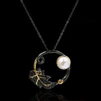 Freshwater Pearl Pendant Long Drape Black Gold Two-Color Necklace Women'S Versatile Niche Design Item black