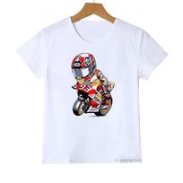 Funny Boys T-Shirt Cool Motocross Graphic Print Kids Tshirt Summer Fashion Boys Clothes White Short Sleeve Tops Wholesale 110 white