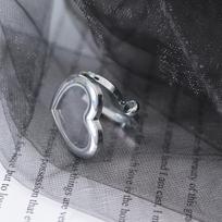 10pcs Heart Glass Living Memory Locket Magnetic Floating Charms Locket Medallion Necklace Pendant For DIY Women Jewelry Making gray