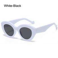 Ins Popular Oversized Cat Eye Sunglasses for Women Cute Oval Thick Frame Sun Glasses Chic Retro Style Shades Eyewear white