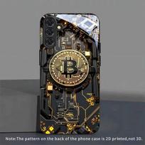 Black gold Bitcoin glass phone case suitable for Samsung for galaxy S26 S25 S24 S22 S21 S20FE Ultra Plus 5G anti drop back cover Galaxy S26 juoda