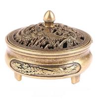 Vintage Brass Incense Burner with Dragon and Phoenix Design, Aromatherapy Holder for Home Decor and Meditation One Size beige