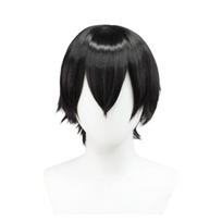 Alluring Dazai Osamu Polyester Costume Wig Trench Coat Bungo Stray Dog Halloween Carnival Wig black