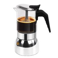 A27F-450Ml 15Oz 9 Cup Moka Pot Glass Clear Thickened Stainless Steel Stovetop Espresso Maker Italian Coffee Machine (as the picture,NONE) black