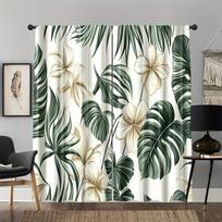 2 vnt. Palmių lapų vandeniniais dažais žalias kokoso medžio rašto užuolaidos, poliesterio audinys, skalbiamos mašinoje, tinka miegamajam, svetainei 60×150cm white