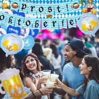 Oktoberfest Balloon Decoration Set Oktoberfest Party Bavaria Decoration Banner Balloons Hanging Decorations for Bavarian Beer Festival blue