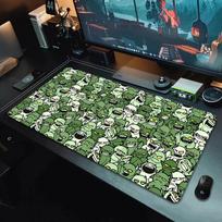 Cartoon little monster dense mouse pad large boy animation keyboard computer desktop office esports game table mat customization 30cmx60cm(11.8x23.6inch) gray
