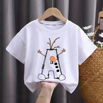 Frozen Olaf Christmas Kids Tshirts for Babys ABC Letters Birthday Party T-Shirt for Boys T Shirts for Girl Tops Tees 110 black