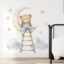 Animacinis Meškiukas Debesis Mėnulis Laiptų Sienos Lipdukas Lipnus Namų Dekoras Vaikų Kambario Sienų Dekoravimui 30x90cm įvairiaspalvis