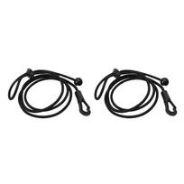 2pcs set 180cm Kayak Canoe Paddle Leash Clip Stretchable Fishing Rod Tether Holder for Kayaking Surfing Black black