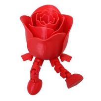 3D Spausdinta Rožės Figūrėlė Kojos Judančios Fidget Žaislas Darbalaukio Sąnariai Gėlė Su Sąnarių Dekoracija Ornamentas Motinos Diena Valentino red