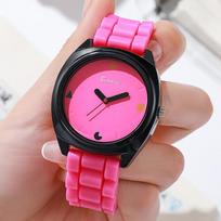 Dopamine Women Watch  Simple Digital Quartz Watches Casual Jelly Multicolour Silicone Ladies Wristwatch pink