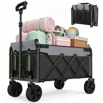 Kompaktiškas sulankstomas mini vežimėlis, lengvas, reguliuojama rankena, 360° ratukai, legiruotas plienas, 600D Oksfordo audinys, 100 kg keliamoji galia, juodas