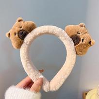 Mielas animacinis kapibaros galvos apdangalas moterims mergaitėms saldūs universalūs plaukų lankeliai išskirtiniai juokingi plaukų aksesuarai gimtadienio dovanos as the picture beige