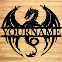 Custom Dragon Metal Sign, Exquisite Totem Name Decor, Dominant Wall Art M juoda