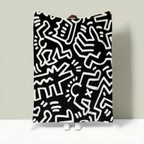 Menininko K-Keith Haring Mėtomas lengvas 240 g flanelės pledas Minkštas, draugiškas odai, vasaros vėsinimui 75X95CM white