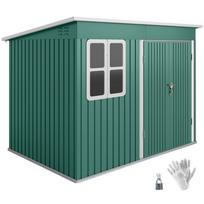 Metal Shed for Storing Garden Tools, with Window, Wide Door, 260 x 177 x 190 cm, Green 260 x 177 x 190 cm žalia