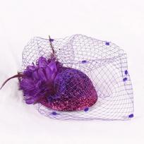 Solid Color Bridal Headdress Wave Point Hair Clip Hat Temperament Small Top Hat  Women violetinė