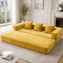 Modulinė veliūrinė blokų sofa – itin minkšta, laisvai derinama, su šoninėmis kišenėmis ir neslystančiu dugnu. Puikiai tinka svetainei, žaidimų zonai ar „pasidaryk pats“