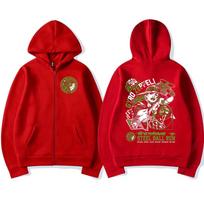 Anime Jojo Bizarre Adventure Zipper Hoodies Gyro Zeppeli Steel Ball Run Manga Zip Up Hooded Sweatshirts Men Casual Pullover Coat S raudona