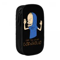 Beavis And Butthead Great Cornholio Pencil Cases 90s Funny Music Cartoon BB Pen Bag Large Storage Office Zipper Pencil Box 21x10.5x5cm blue