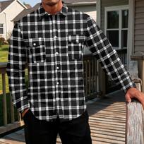 Men's Basic Long Sleeve Shirt with Two Pockets S juoda