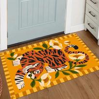 VIKAMA Retro tigro rašto durų kilimėlis Neslystantis Plaunamas Gyvūno rašto grindų kilimas Įėjimo kilimėlis Namų dekoras bohemiško stiliaus 40cm x 60cm orange