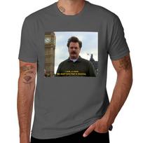 Ron Swanson Hates Europe T-Shirt Daily Wear Plain Short Sleeve Shirt L black