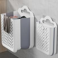 Wall Mounted Hamper for Bathroom, Large Capacity Foldable Clothes Basket with Handles One Size balta