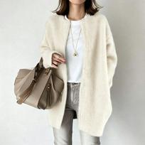 Women's Knit Cardigan Loose Fit Casual Slimming Open Front Sweater for Everyday Wear M tamsiai žalia spalva