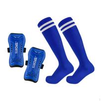 Calf Guards and Shin Pads for Soccer with Socks, Suitable All Ages Blue S blue