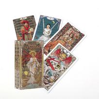 Golden Art Nouveau Tarot Deck 78 Cards with Guidebook Cards Occult Divination Book Sets for Beginners Classic Art Nouveau Style brown