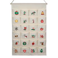 Festive Custom Text Pattern Reusable Fabric Advent Calendar Wall Hanging 24 Pockets 2025 Christmas Countdown Decor Unique Gift 92 x 60 cm white