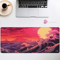 The Great Wave Off Kanagawa Black Gaming Mouse Pad Nonslip mousepad keyboard office Carpet HD Printing xmm XXL Desk Mat 300x800x2mm gray